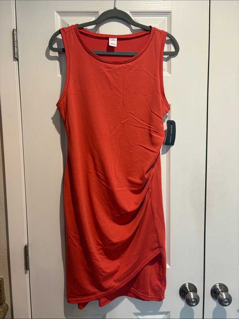 Melrose and Market Burnt Orange Ruched Sleeveless Tank Dress - Size L